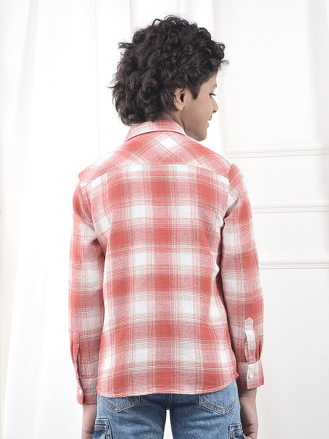 Red Checked 100% Cotton Knitted Shirt