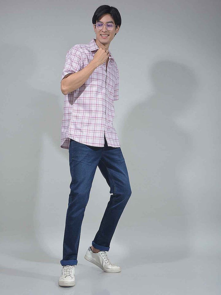 Purple Checked 100% Cotton Shirt