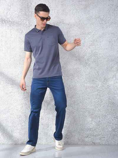 Blue Polo Neck T-Shirt