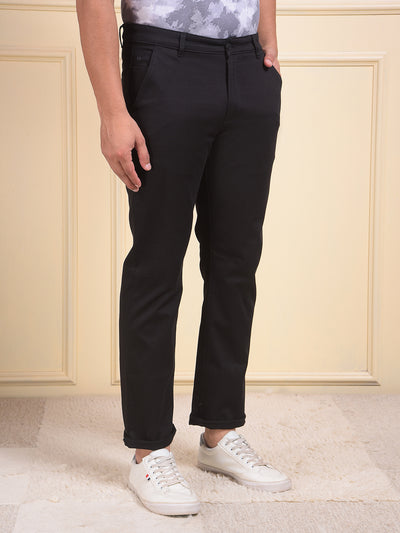 Noir Black Straight Trousers