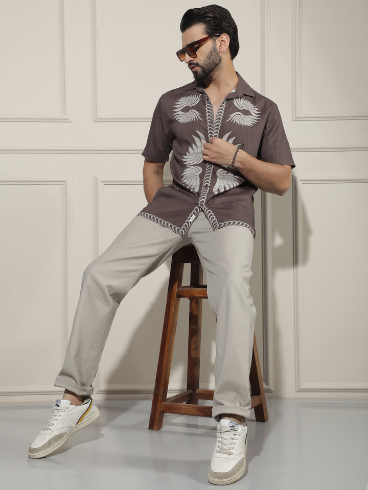 Refined Walnut Brown Printed Shirt