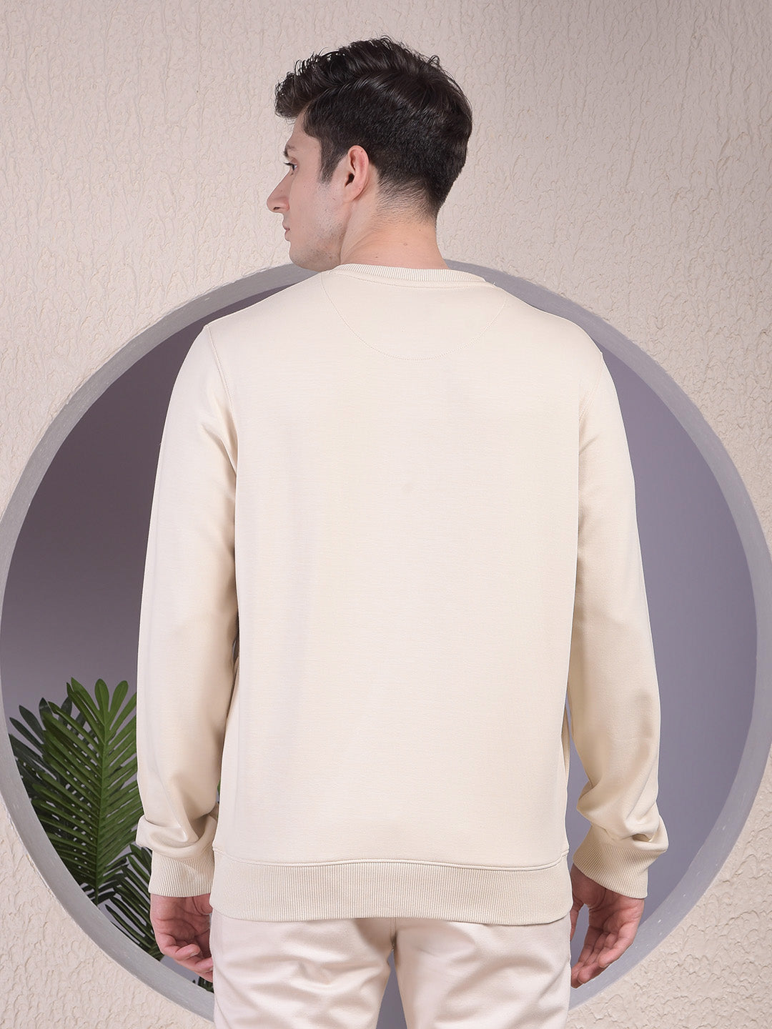 Beige Typographic Print Sweatshirt