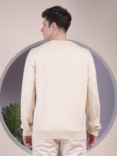 Beige Typographic Print Sweatshirt