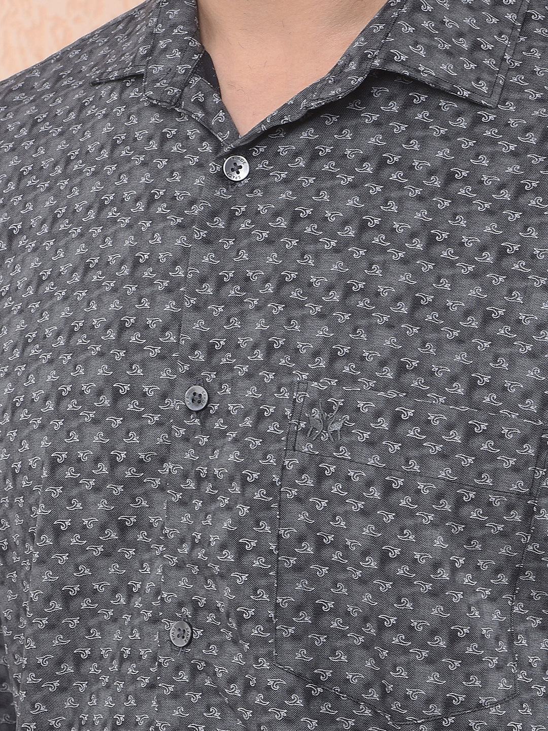 Black Micro Print Everyday Shirt