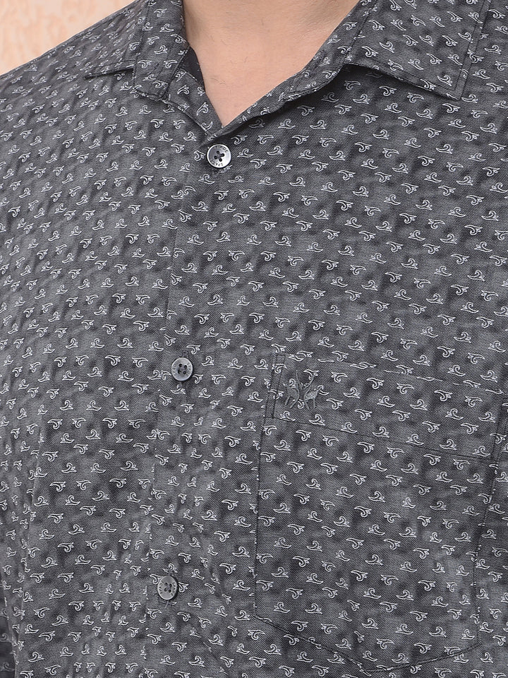 Black Micro Print Everyday Shirt