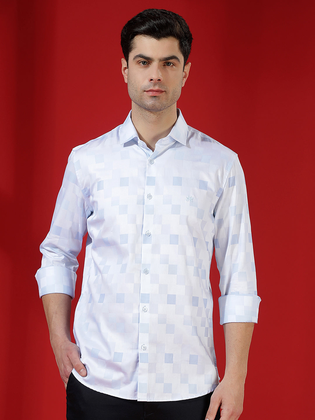 Blue Printed 100% Cotton Shirt