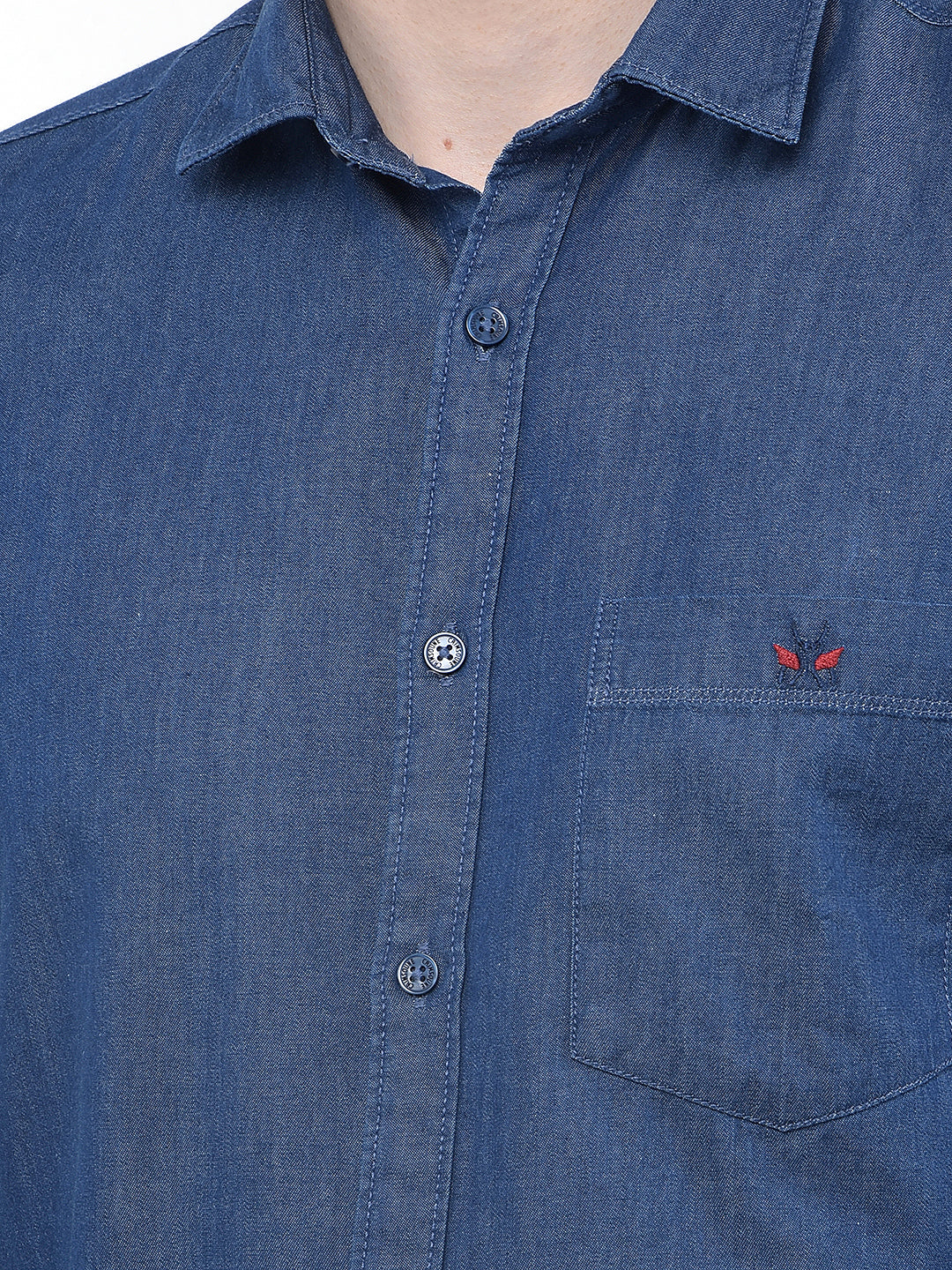 Blue 100% Cotton Denim Shirt