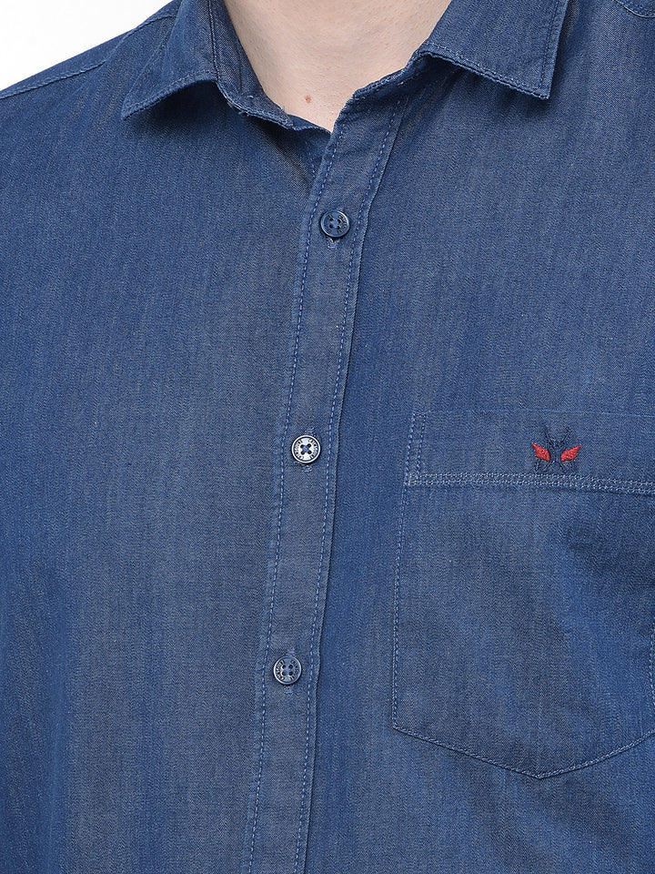 Blue 100% Cotton Denim Shirt