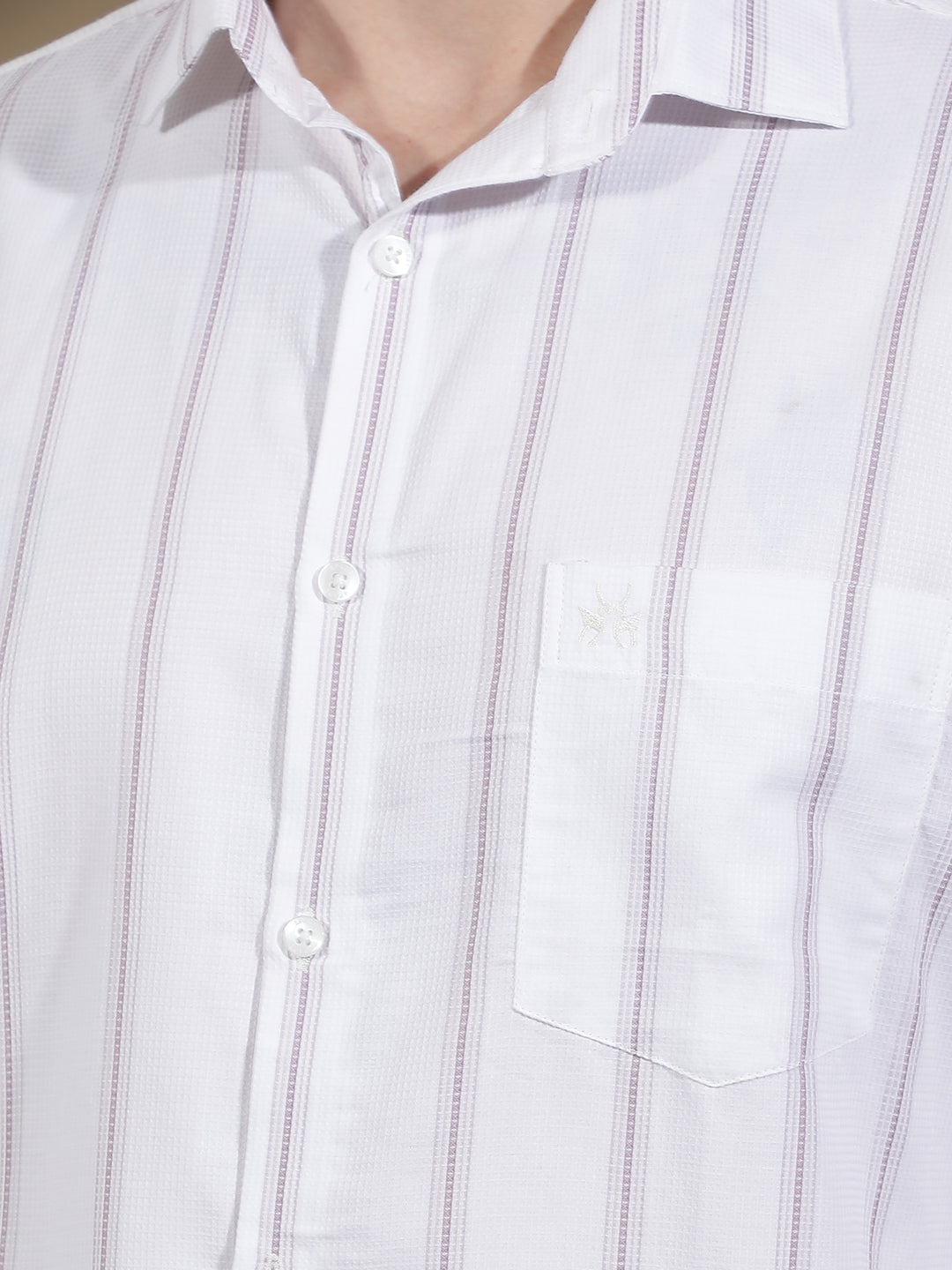 Purple Vertical Striped 100% Cotton Shirt