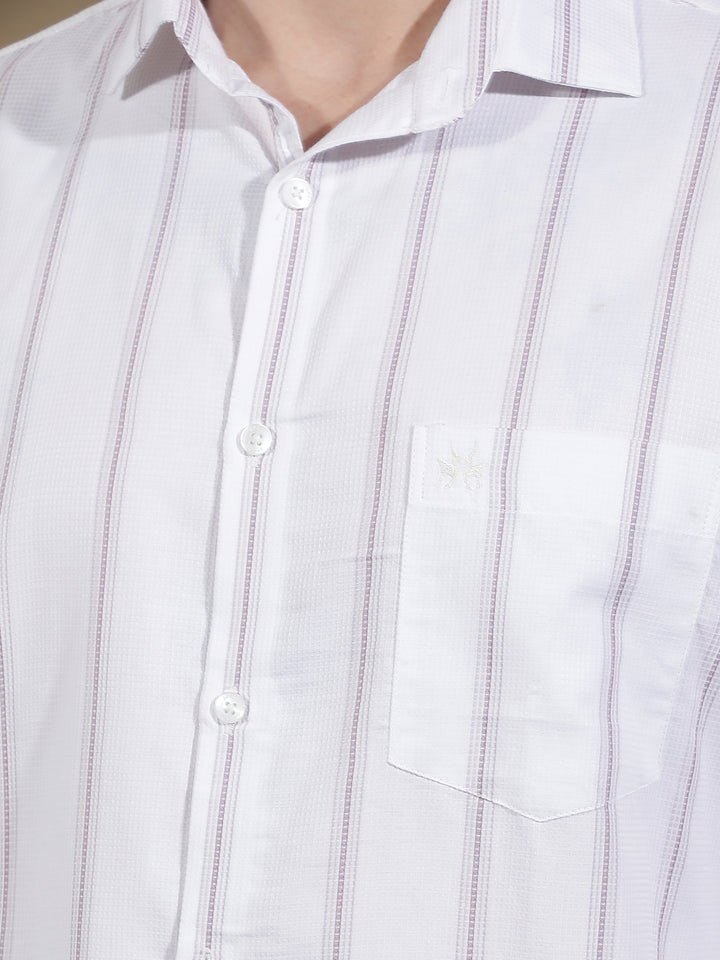 Purple Vertical Striped 100% Cotton Shirt