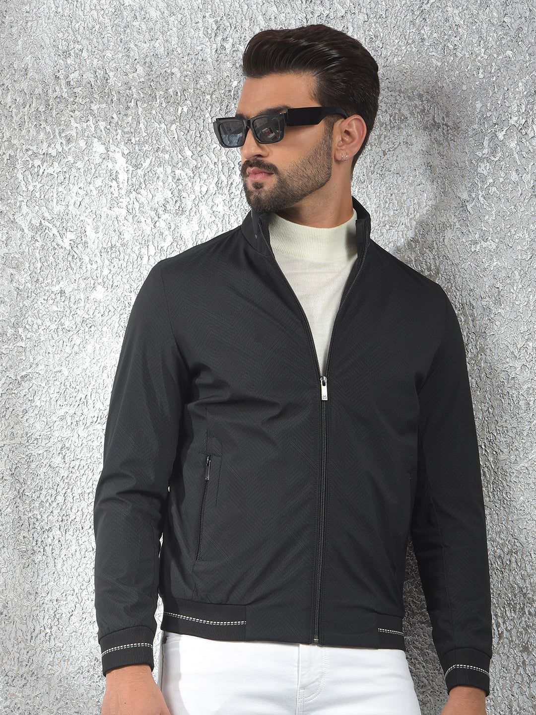 Black Printed Puffer Jacket