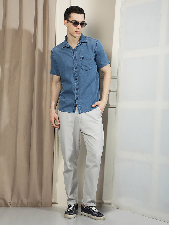 Blue 100% Cotton Denim Shirt
