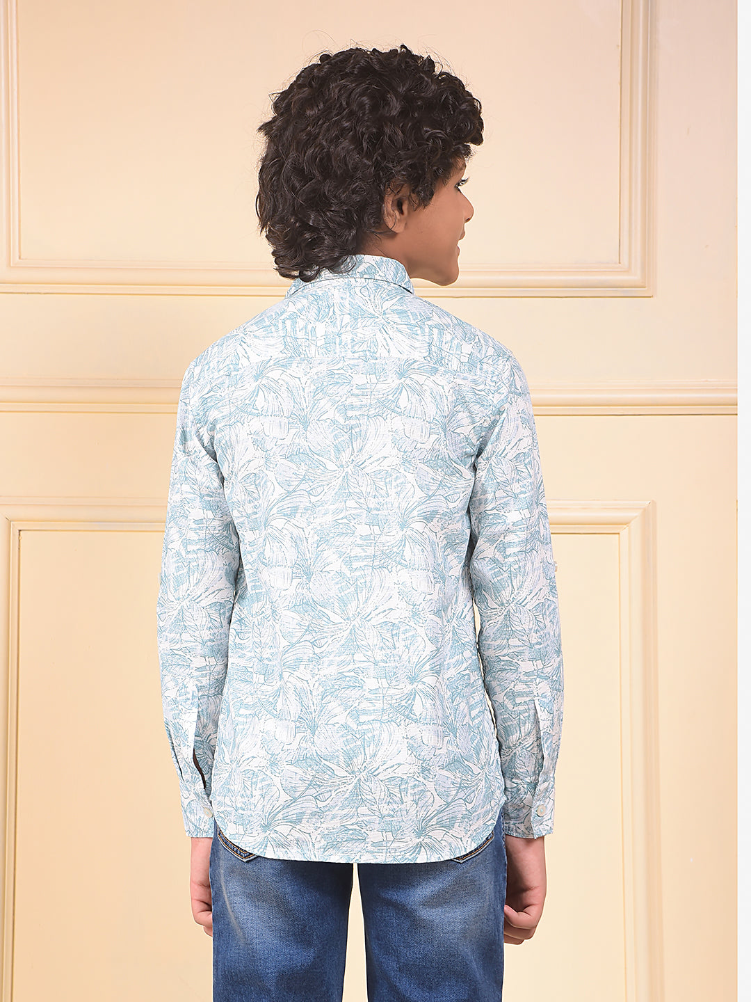 Green Floral Print 100% Cotton Shirt