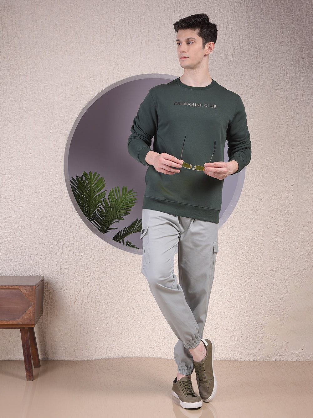 Classic Green Cotton Sweatshirt With Brand Logo