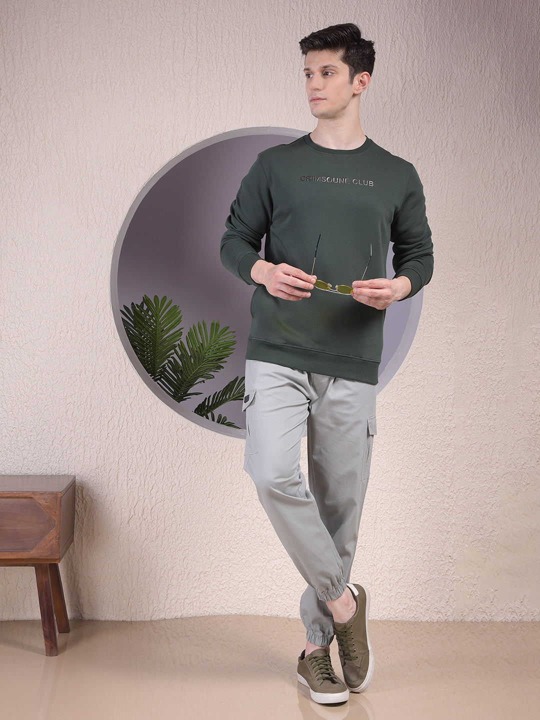 Classic Green Cotton Sweatshirt With Brand Logo