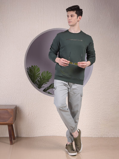 Classic Green Cotton Sweatshirt With Brand Logo
