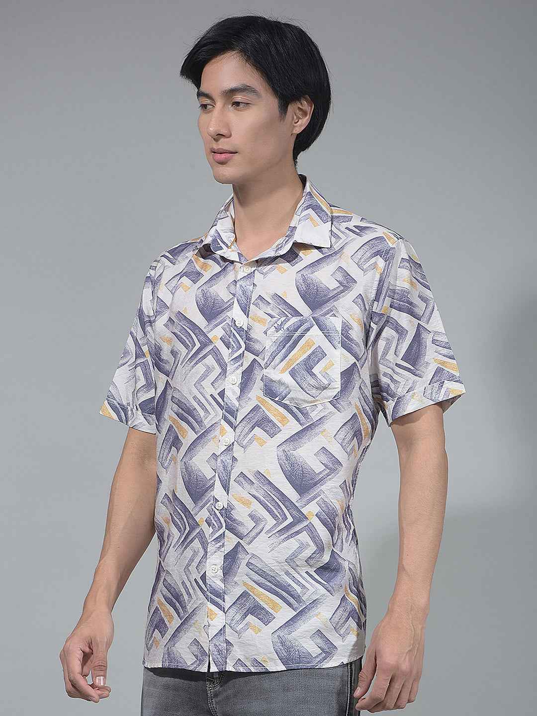 Purple Print Detailed Shirt