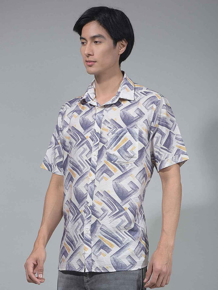 Purple Print Detailed Shirt
