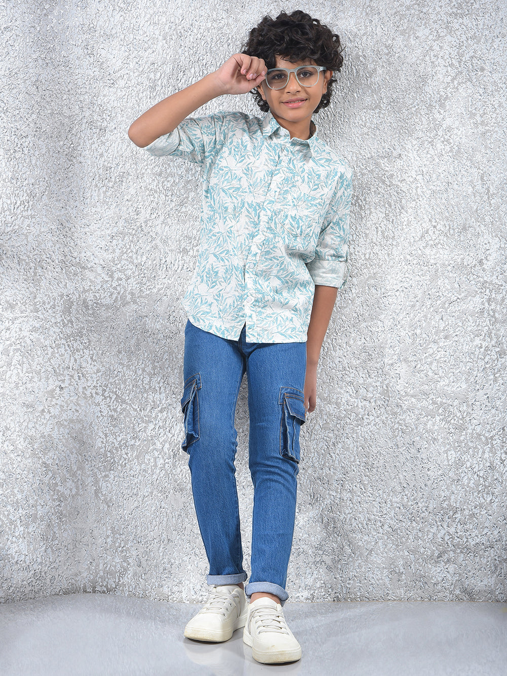 Blue Floral Print 100% Cotton Kurta