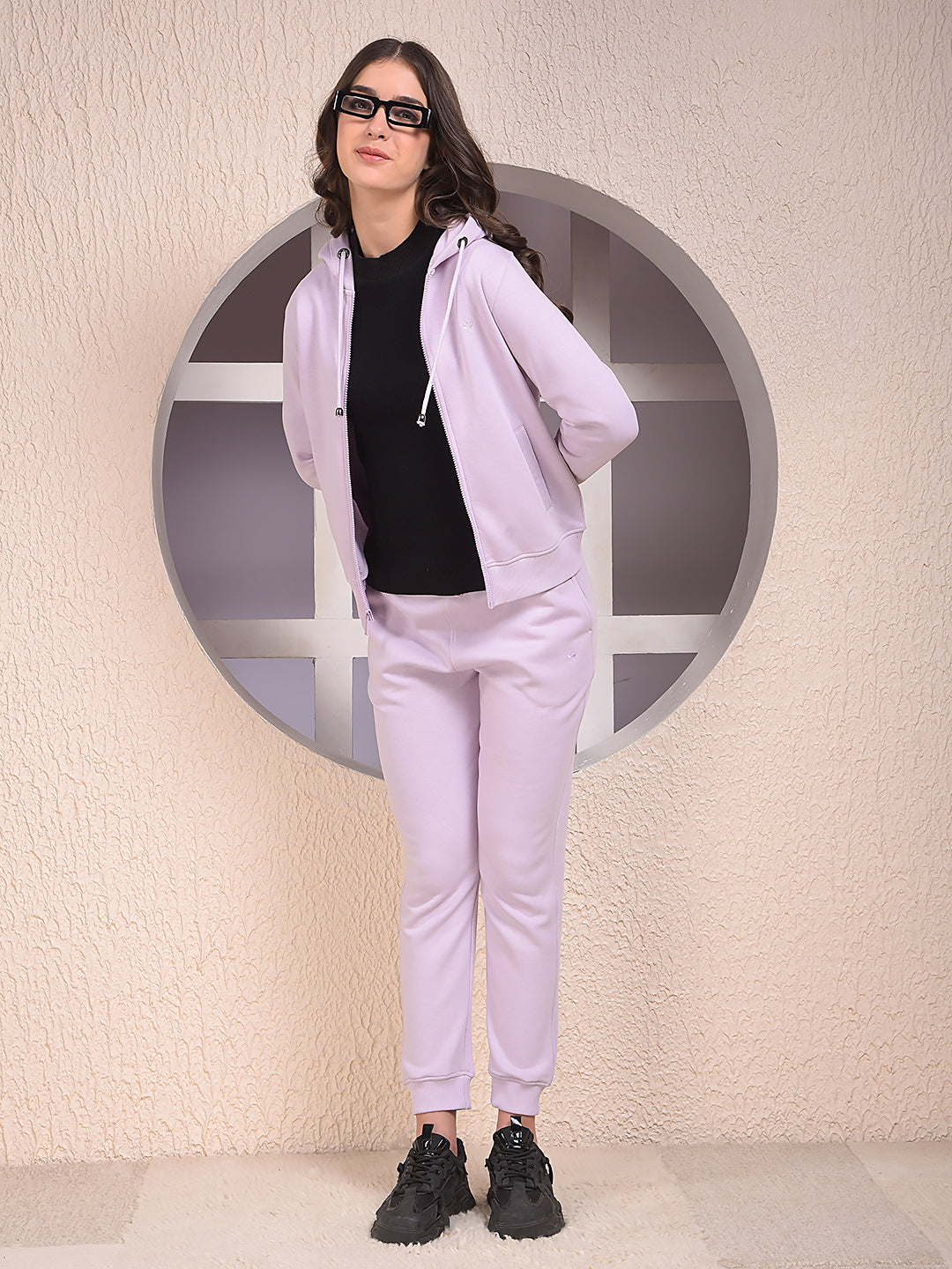 Purple Hooded Neck Sweatshirt