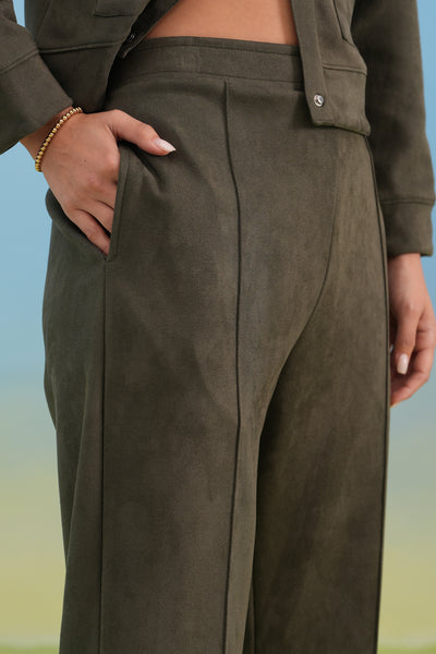 Olive Straight Winter Trousers