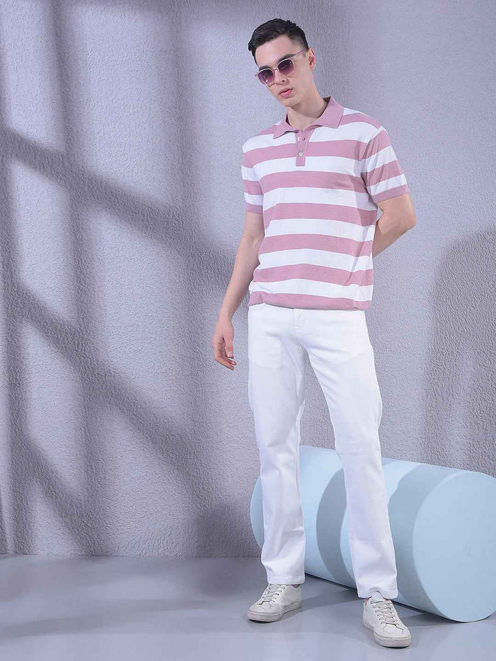 Pink Horizontal Striped T-Shirt