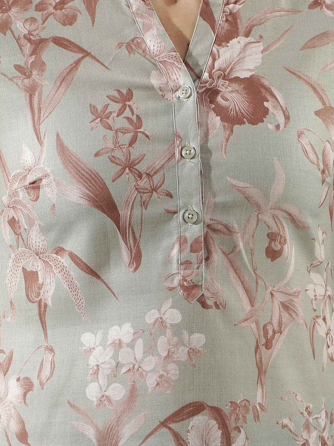 Green Floral Print Top