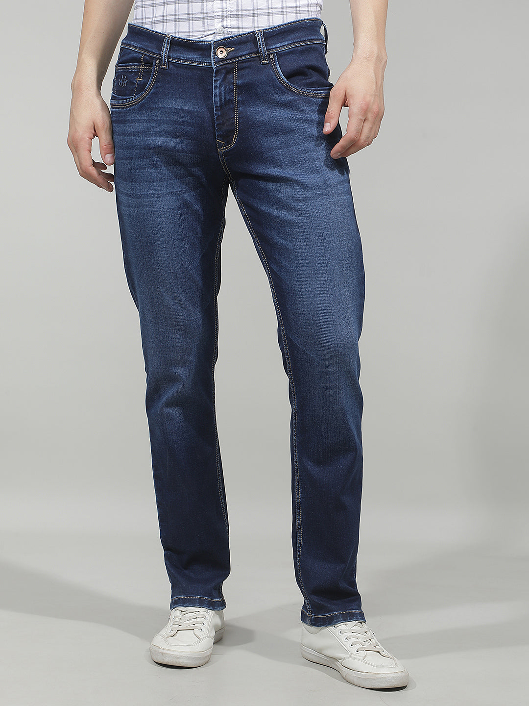 Metallic Steel Blue Jeans