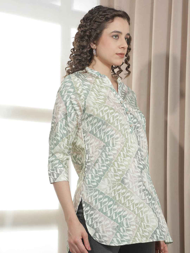 Green Abstract Printed Top