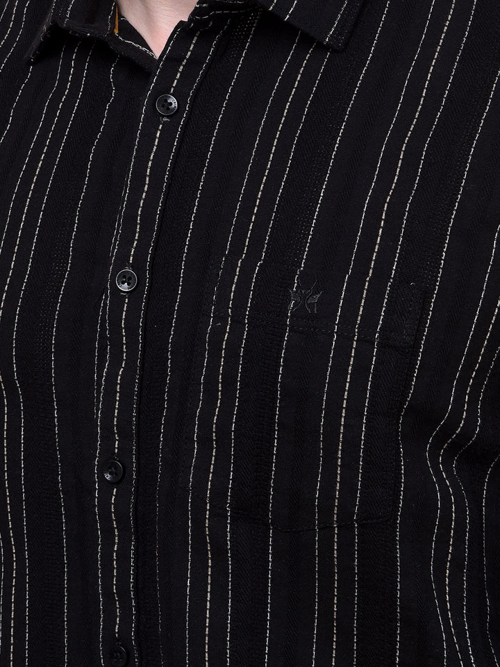 Black Vertical Stripes 100% Cotton Shirt