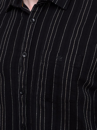 Black Vertical Stripes 100% Cotton Shirt