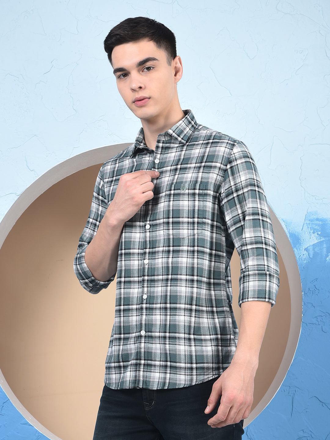 Green Checked 100% Cotton Shirt