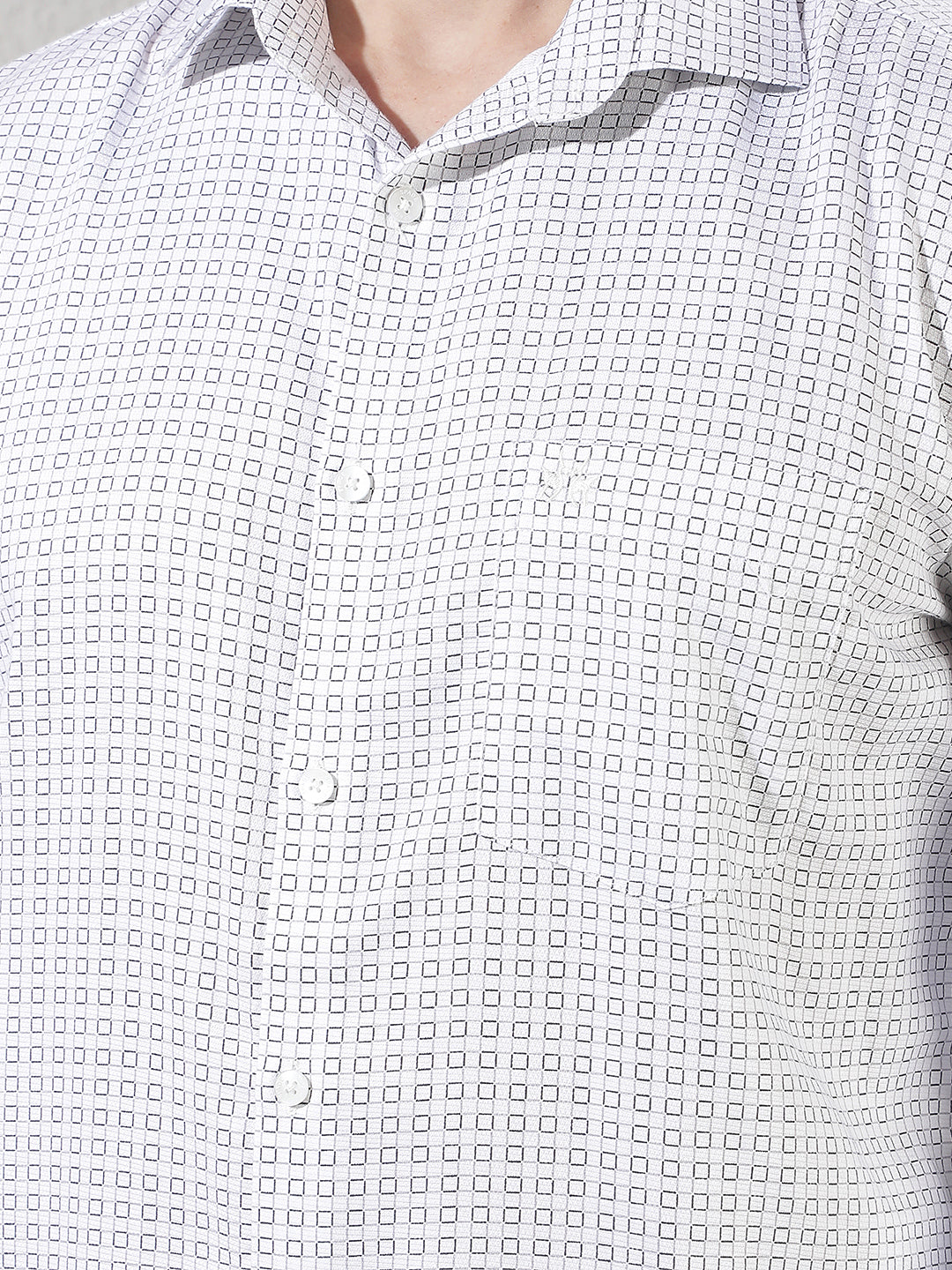 White Geometric Print Shirt