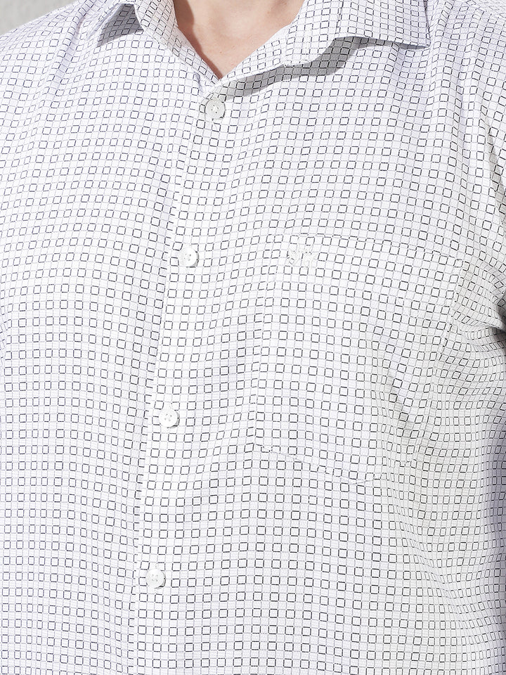 White Geometric Print Shirt
