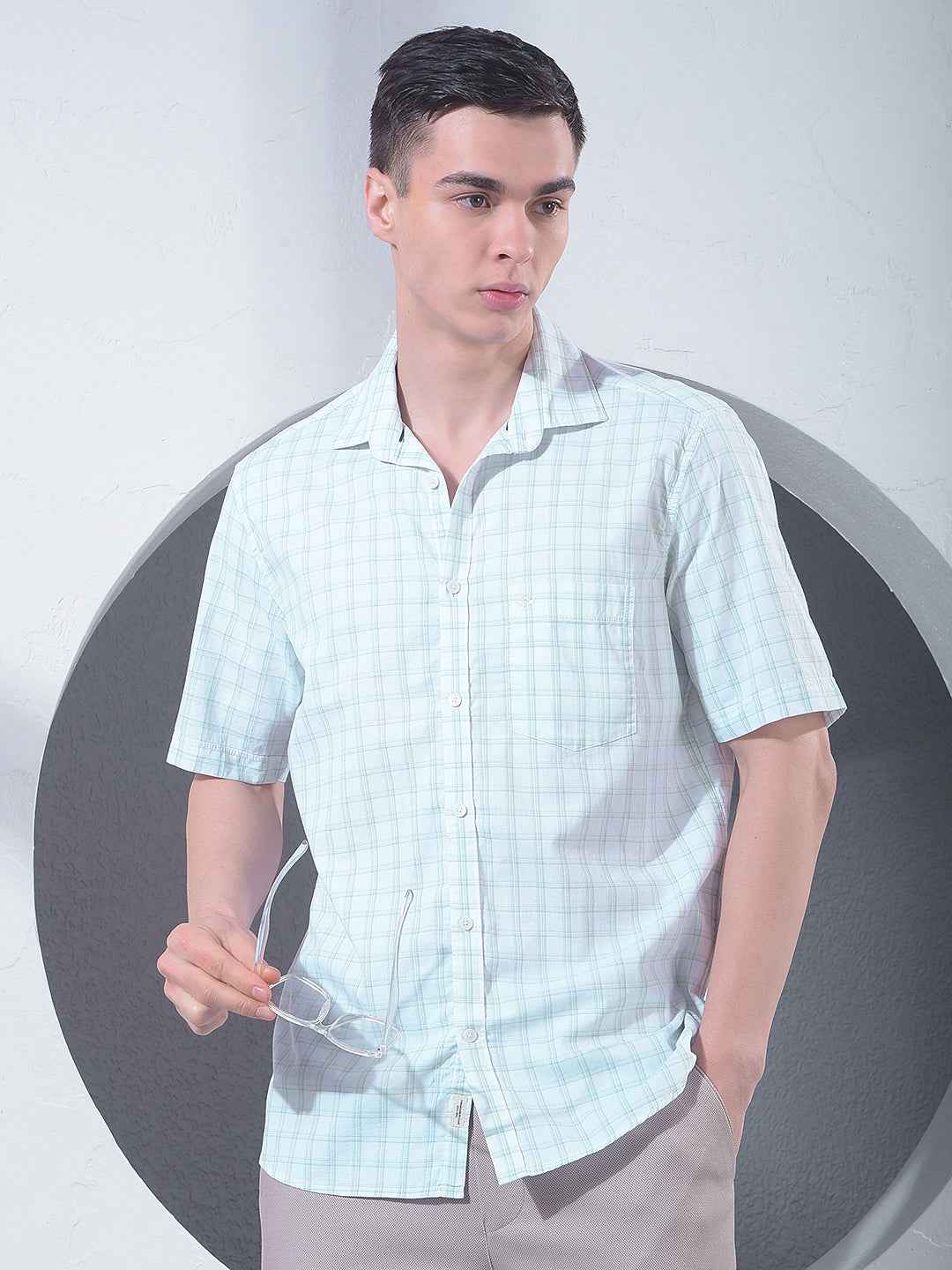 Green Checked 100% Cotton Shirt