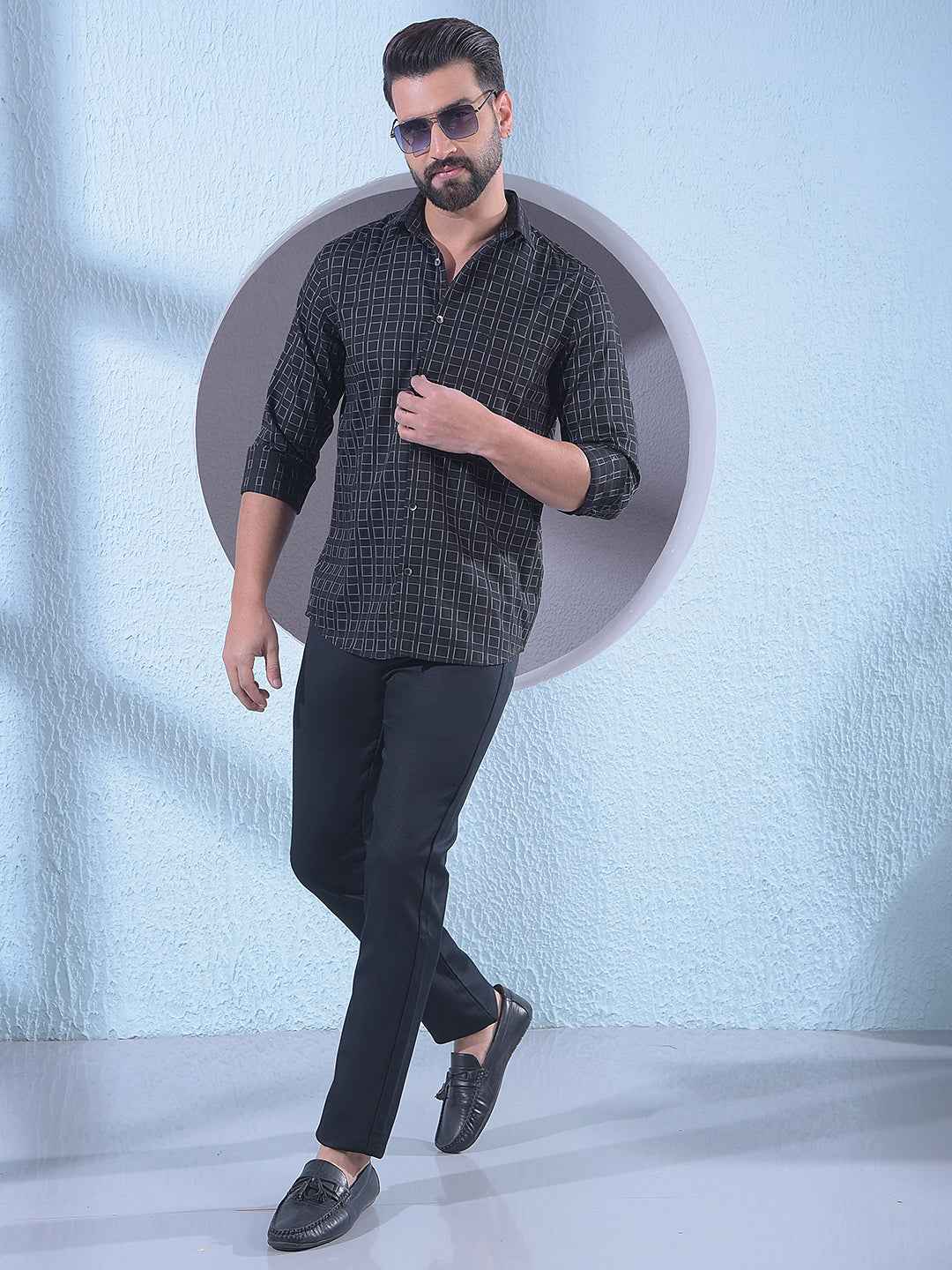 Black Printed 100% Cotton Shirt