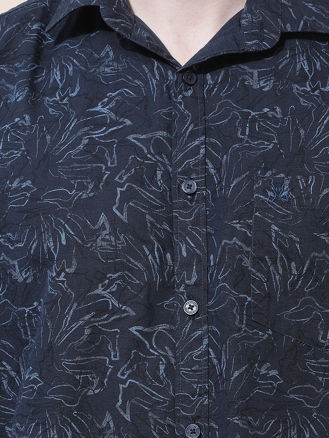 Navy Blue Printed Shirt