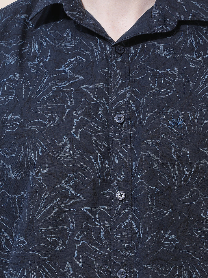 Navy Blue Printed Shirt