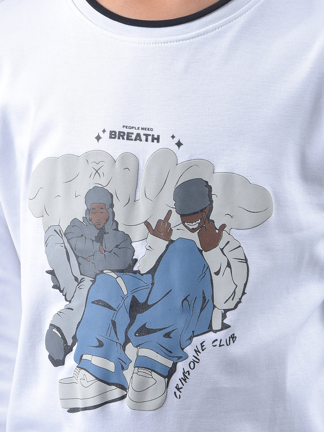 White Graphic Print 100% Cotton T-Shirt