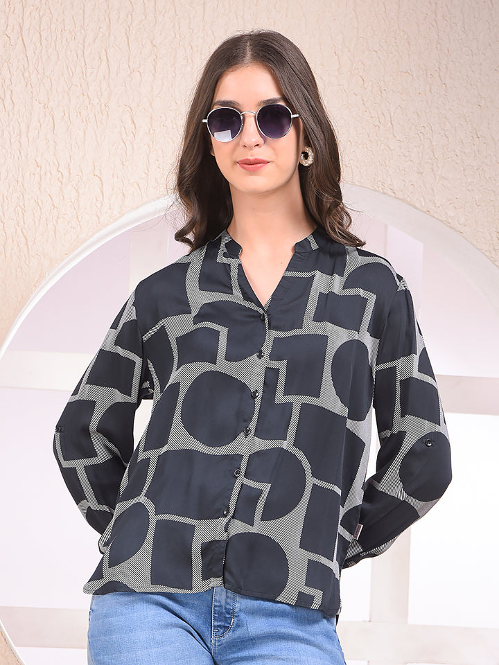 Black Printed Modal Shirt