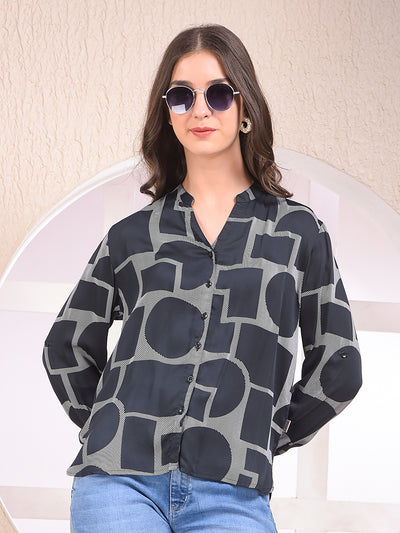 Black Printed Modal Shirt