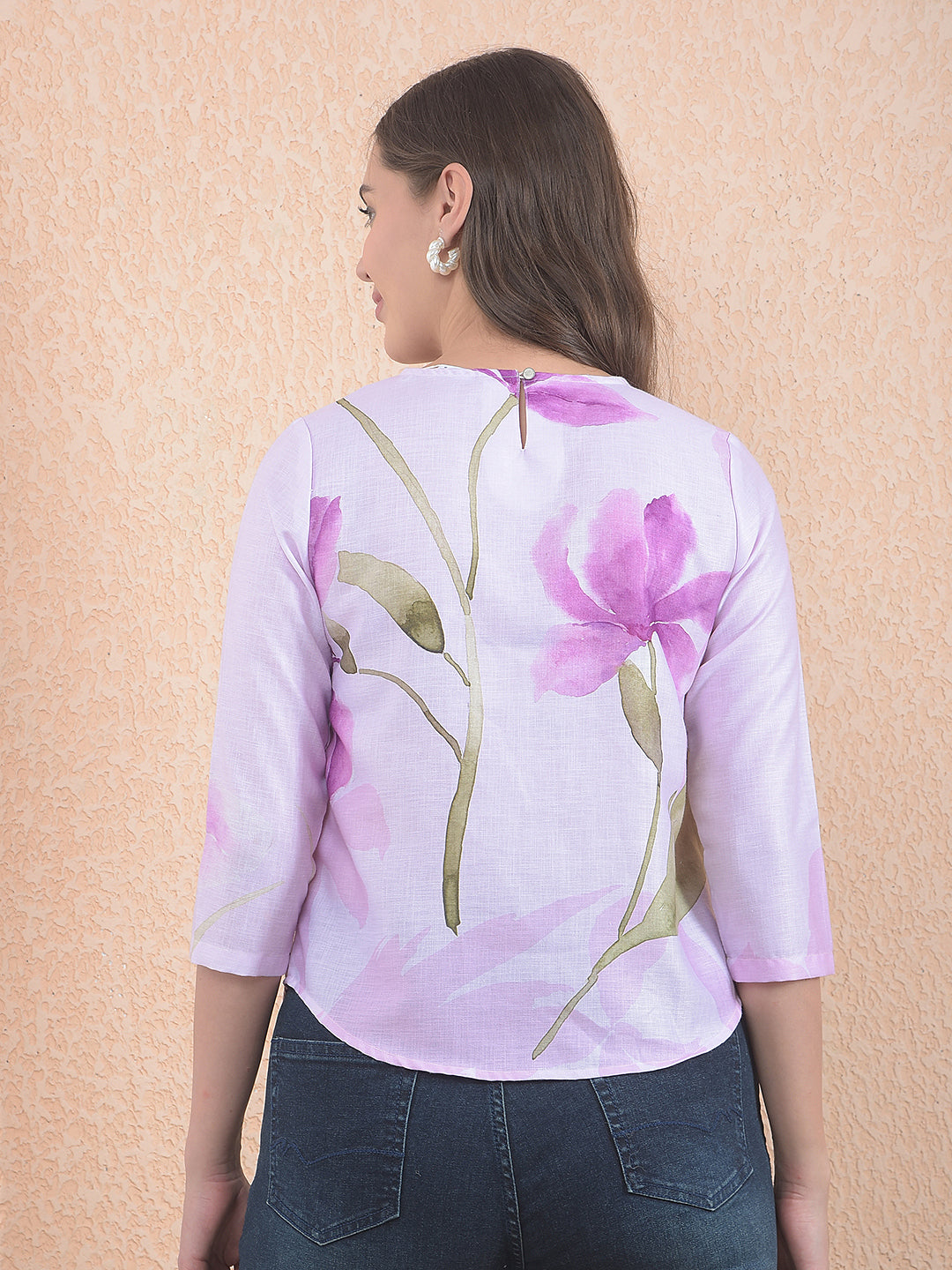 Purple Floral Print Top