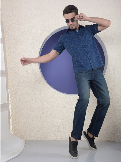 Printed 100% Cotton Blue Shirt
