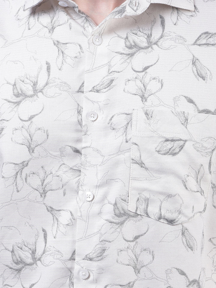 White Floral Print Shirt