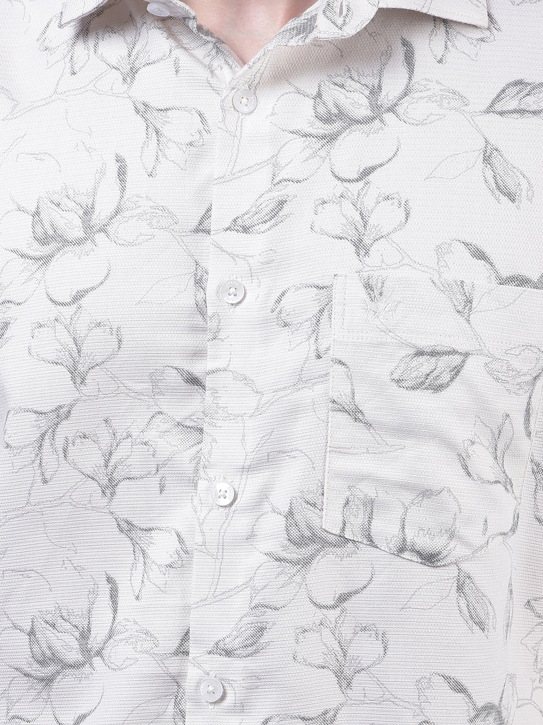 White Floral Print Shirt