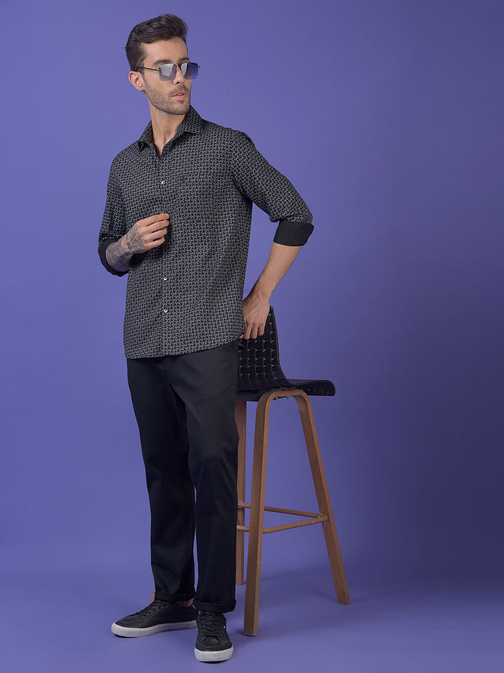 Black Printed 100% Cotton Shirt