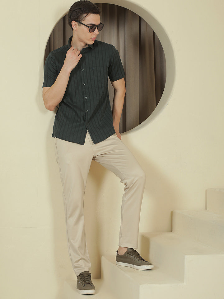 Green Vertical Stripes Shirt
