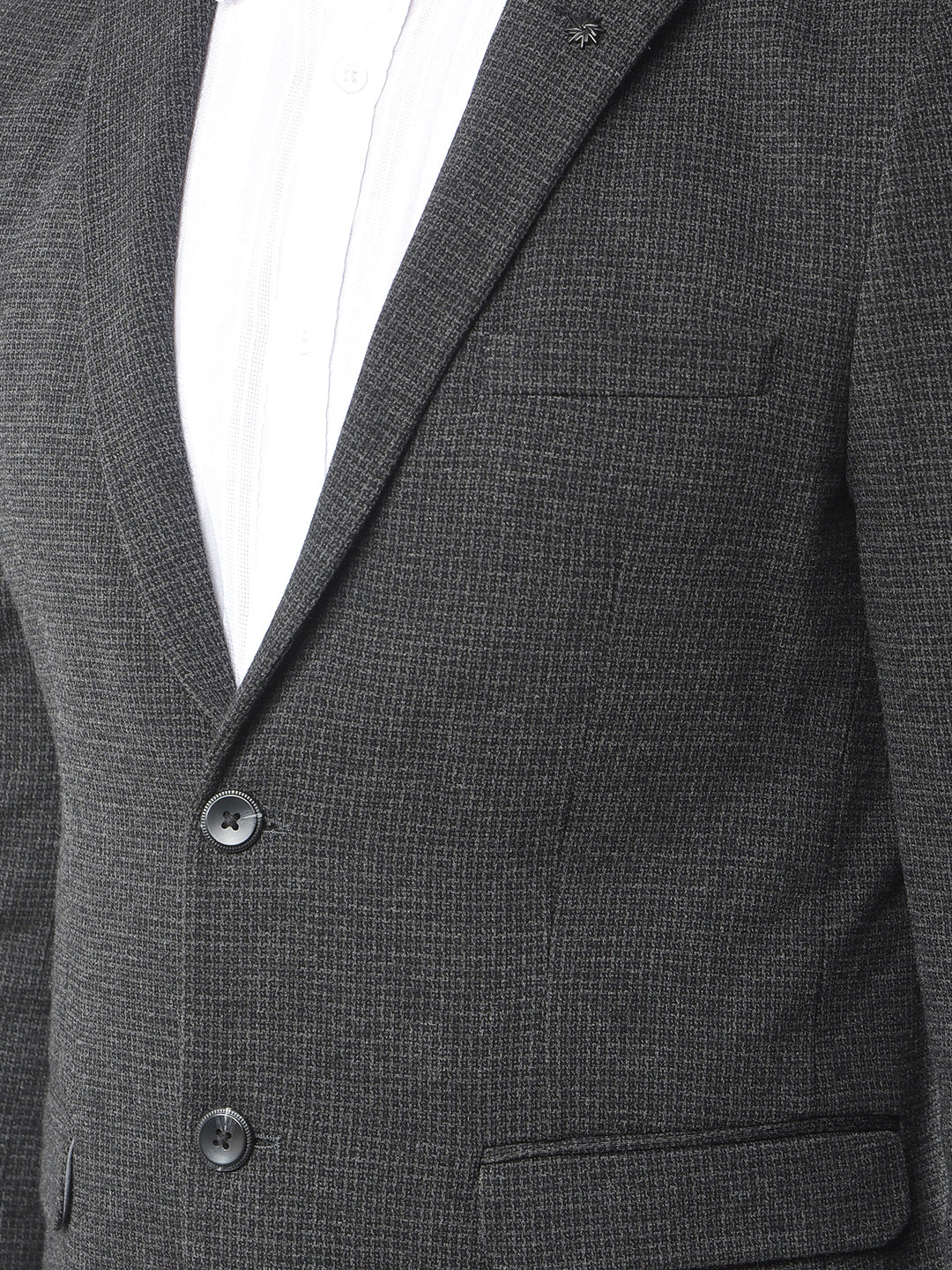 Grey Notched Lapel Single-Breasted Blazer