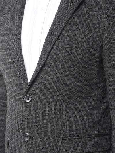 Grey Notched Lapel Single-Breasted Blazer