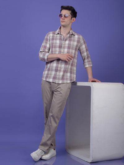 Purple Checked 100% Cotton Shirt